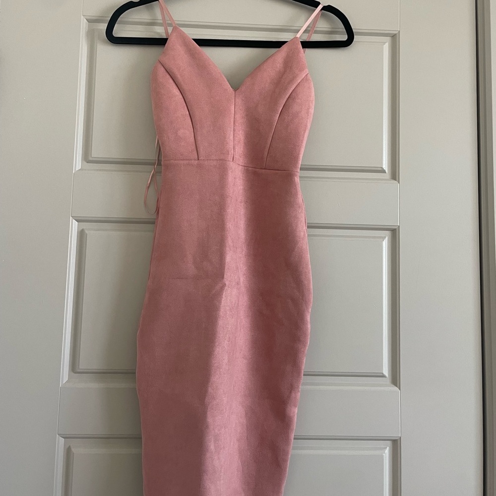 Pink suede midi Windsor dress